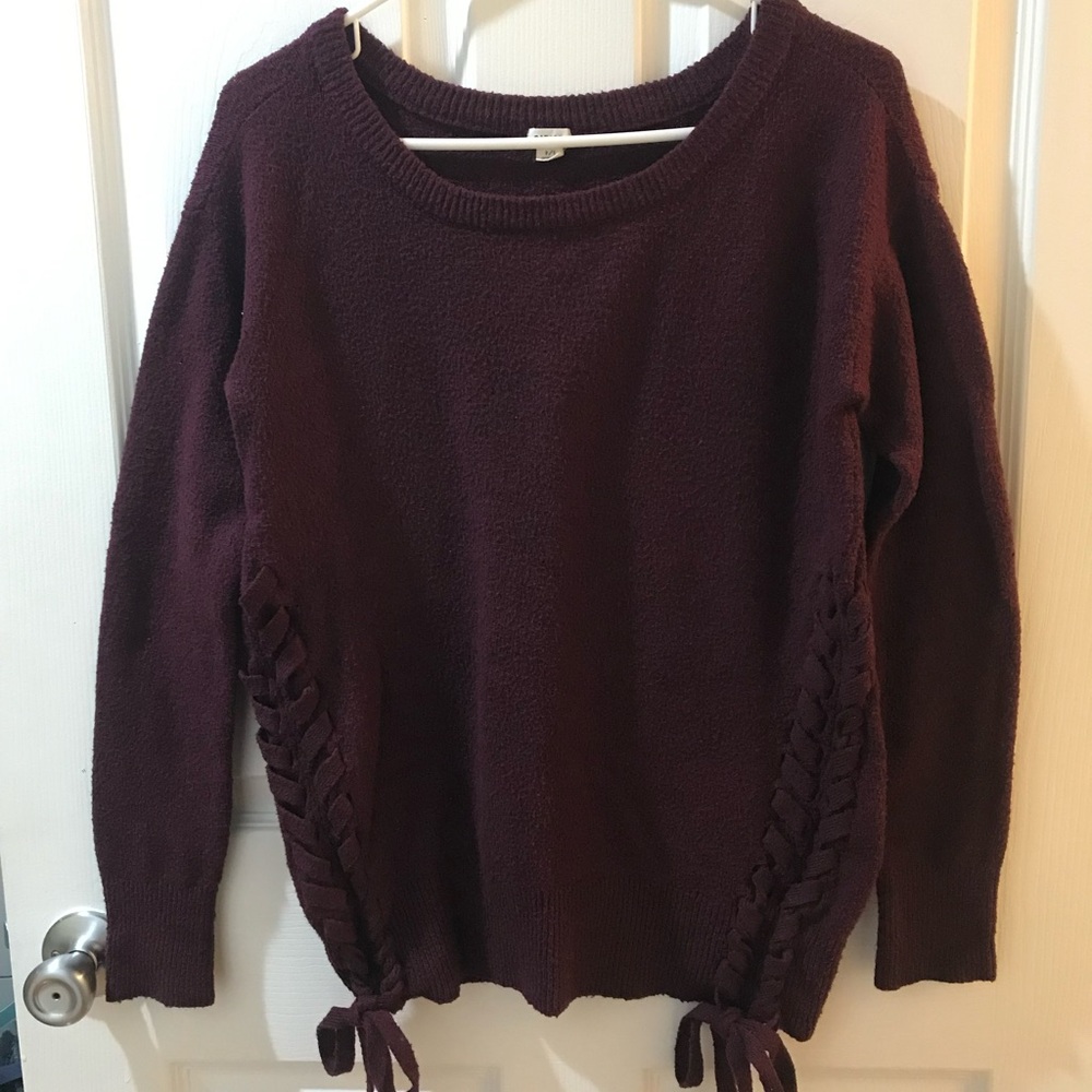 Garage Burgundy Sweater with Side Ties - Women's Size Small